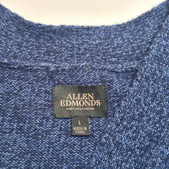 Allen Edmonds Cardigan Men Size Large Navy Blue Button-Up Long Sleeve Knit - Picture 5 of 11